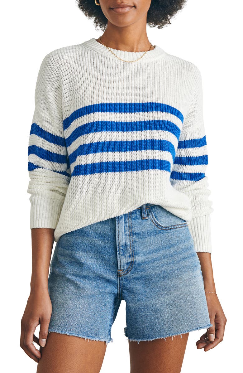Faherty Miramar Stripe Linen & Organic Cotton Sweater, Main, color,