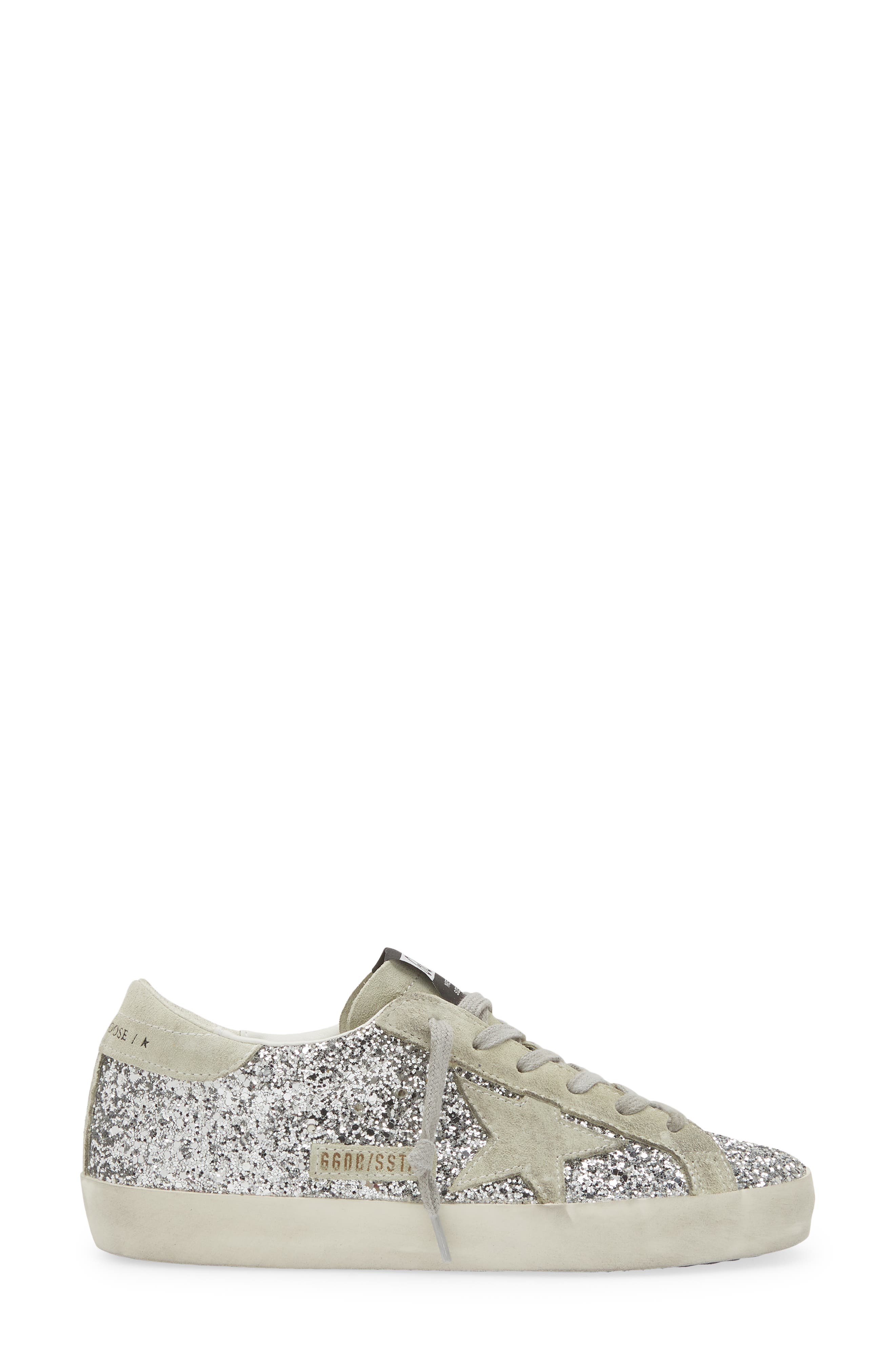 Golden Goose Super-Star Perm Sneaker, Alternate, color, Silver Glitter