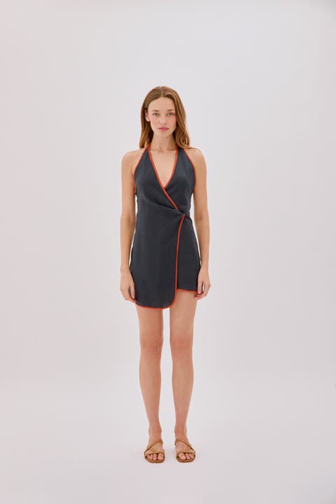Sadie Linen Wrap Mini Dress