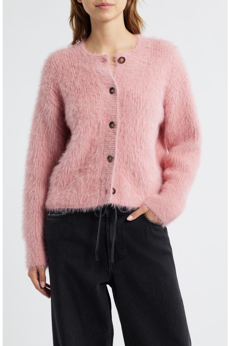 Melo Brushed Cardigan, Main, color, HEATHER PINK