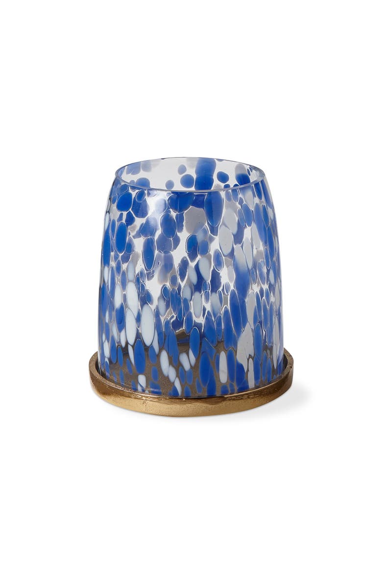 Blue Confetti Glass Hurricane Candle Holder Small, Main, color, Blue