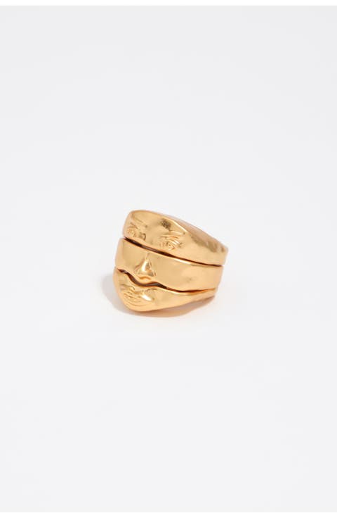 Set Of 3 Matte Face Rings