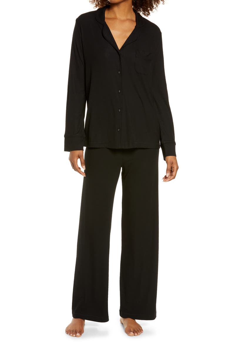 Soft Lounge Rib Sleep Set, Main, color, ONYX