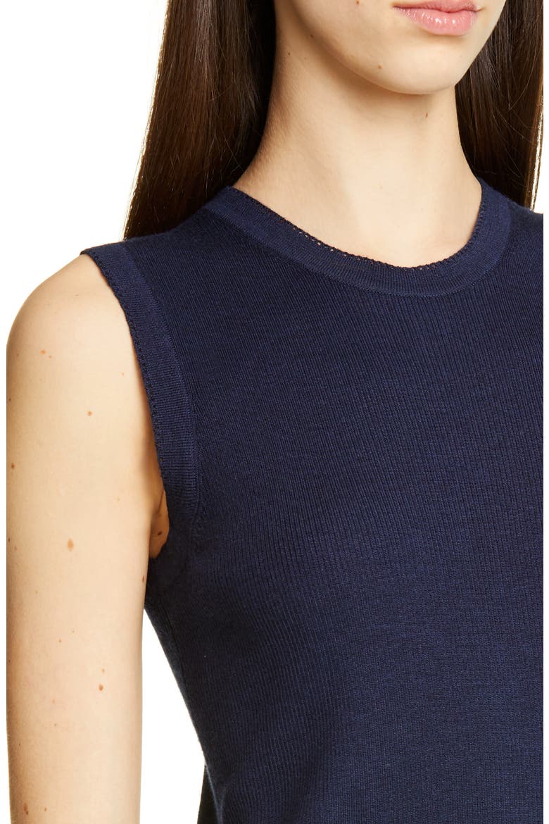 Fine Gauge Pointelle Rib Sleeveless Sweater, Alternate, color, NAVY