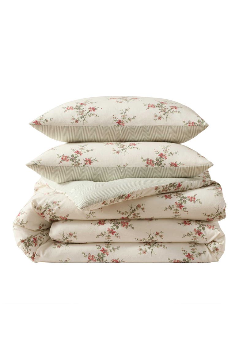 Jessika Flannel Comforter & Sham Set, Main, color, LIGHT/ RED