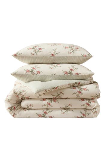 Laura Ashley Jessika Flannel Comforter & Sham Set In Neutral