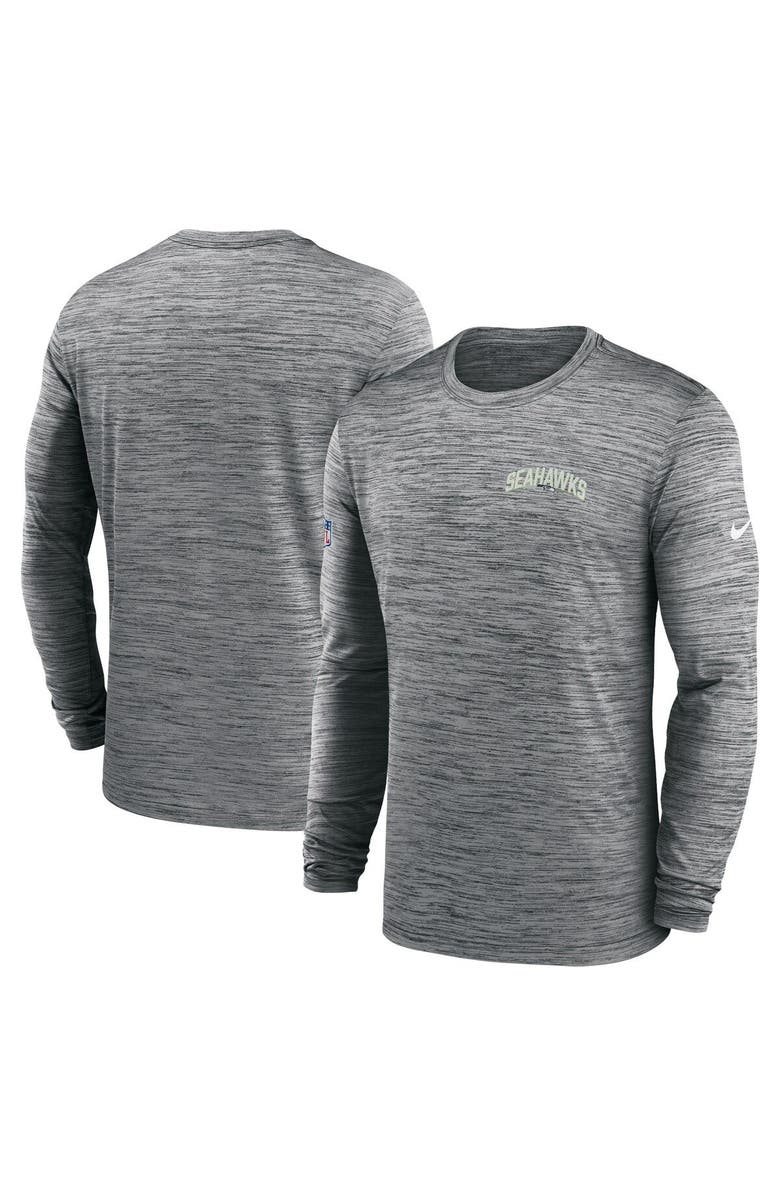 Nike Men's Nike Gray Seattle Seahawks Sideline Velocity Athletic Stack Performance Long Sleeve T-Shirt, Main, color, Gray