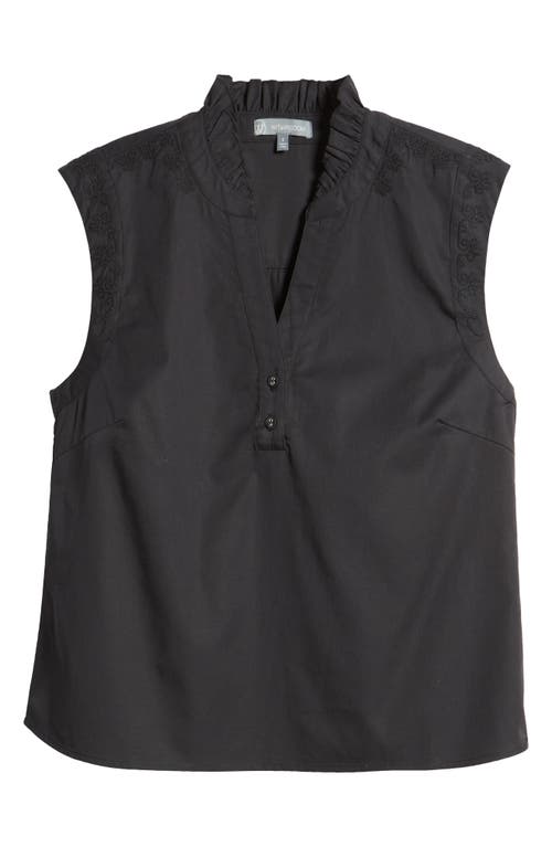 Wit & Wisdom Embroidered Sleeveless Top In Black
