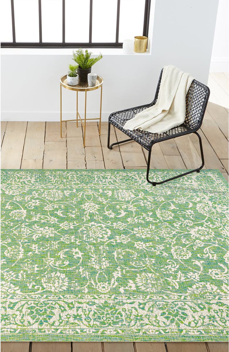 JONATHAN Y Tela Bohemian Textured Weave Floral Indoor/Outdoor Area Rug, Alternate, color, Cream/Green