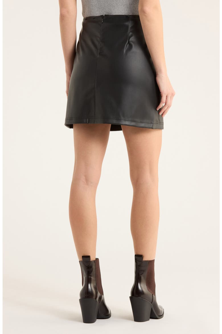 Pocket Faux Leather Miniskirt, Alternate, color, BLACK