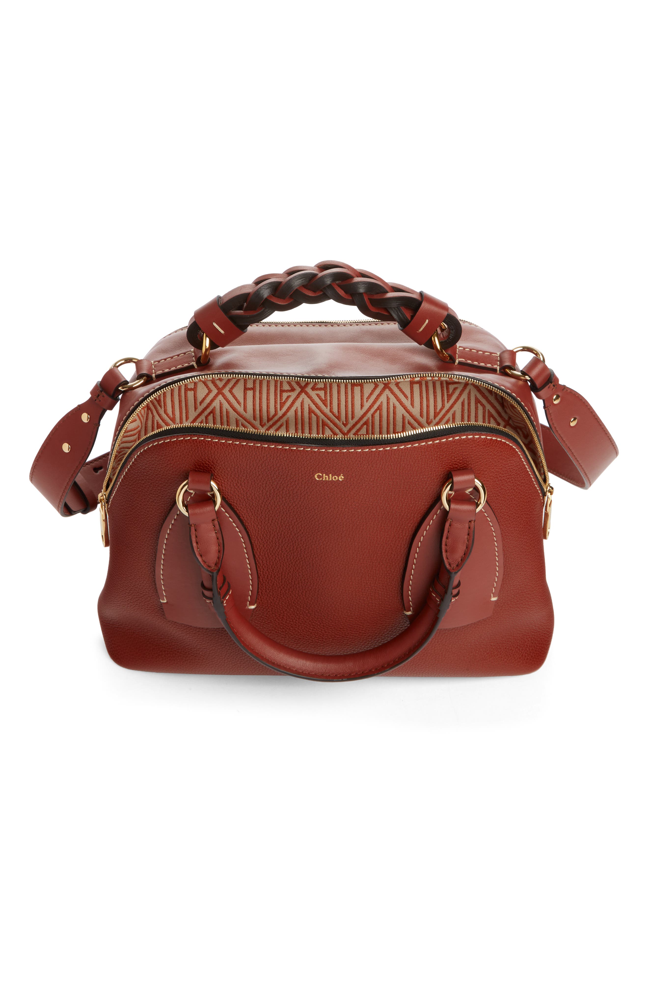 Medium Daria Leather Day Bag, Alternate, color, SEPIA BROWN