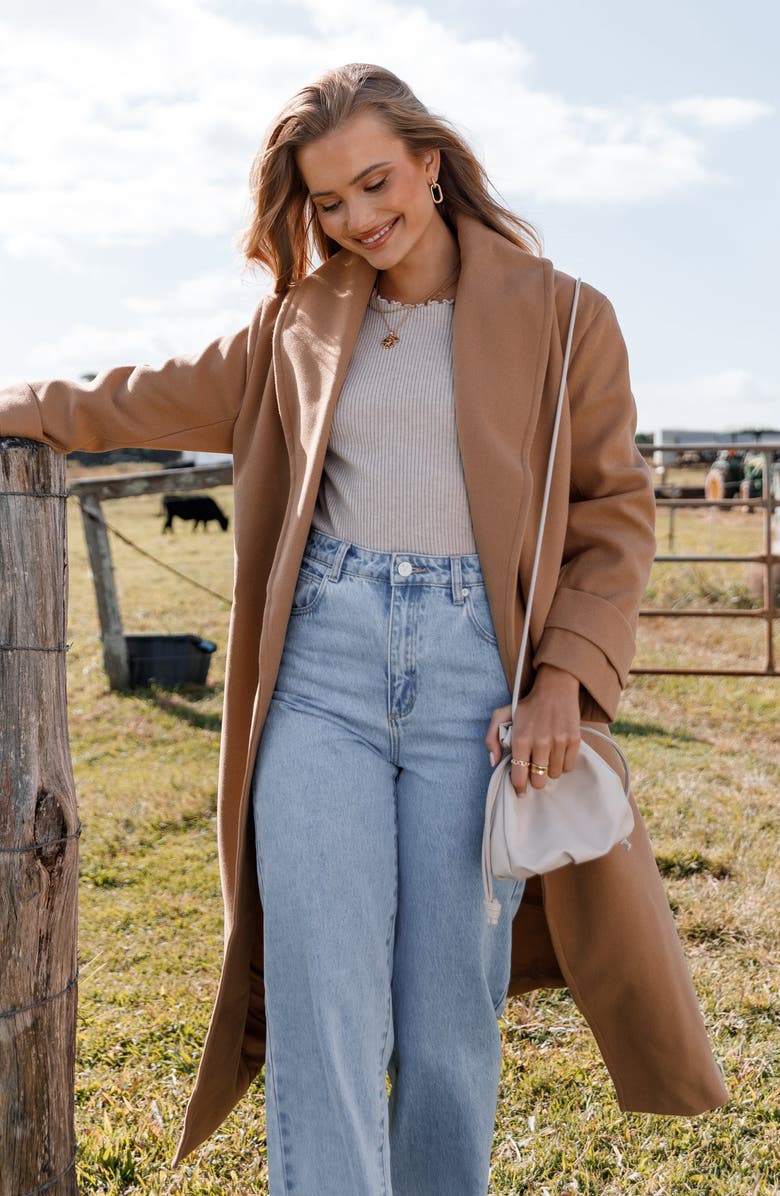 Petal & Pup Emersyn Tie Front Coat, Alternate, color, Camel