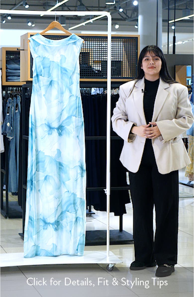 Floral Print Satin Gown, sales video thumbnail