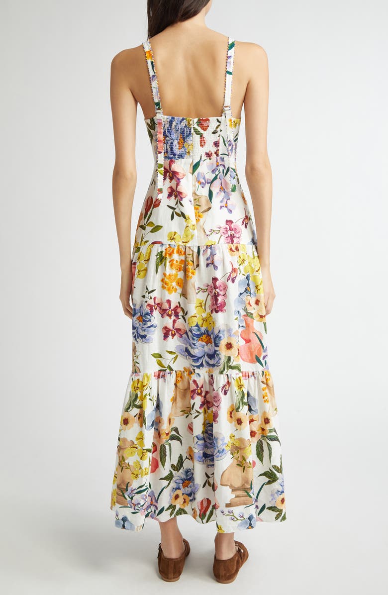 Greek Garden Tiered Linen Blend Maxi Dress
