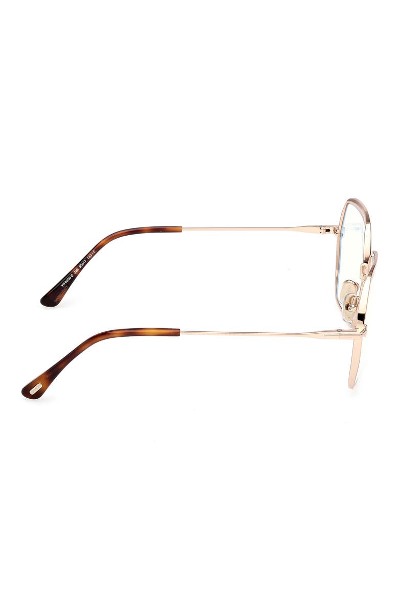 56mm Geometric Blue Light Blocking Optical Glasses, Alternate, color, ROSE GOLD/ BLUE BLOCK LENSES