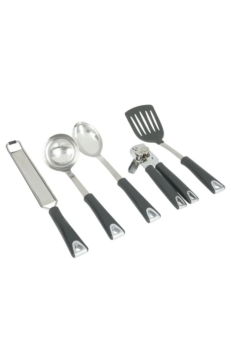 18 Piece Stainless Steel and Wood Assorted Gadget Set, Alternate, color, Silver
