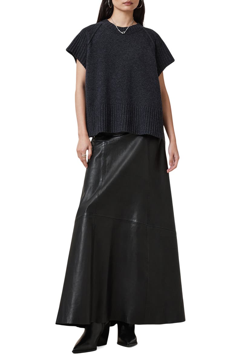 AllSaints Giana Leather Maxi Skirt, Alternate, color, 