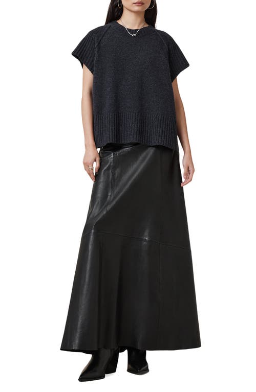 Allsaints Giana Maxi Leather Skirt In Black