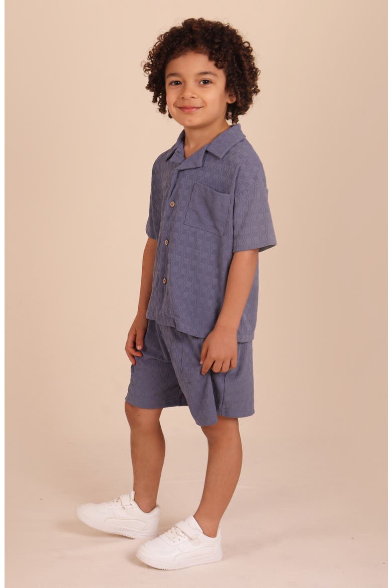 Kids' Textured Drawstring Shorts, Alternate, color, SLATE BLUE