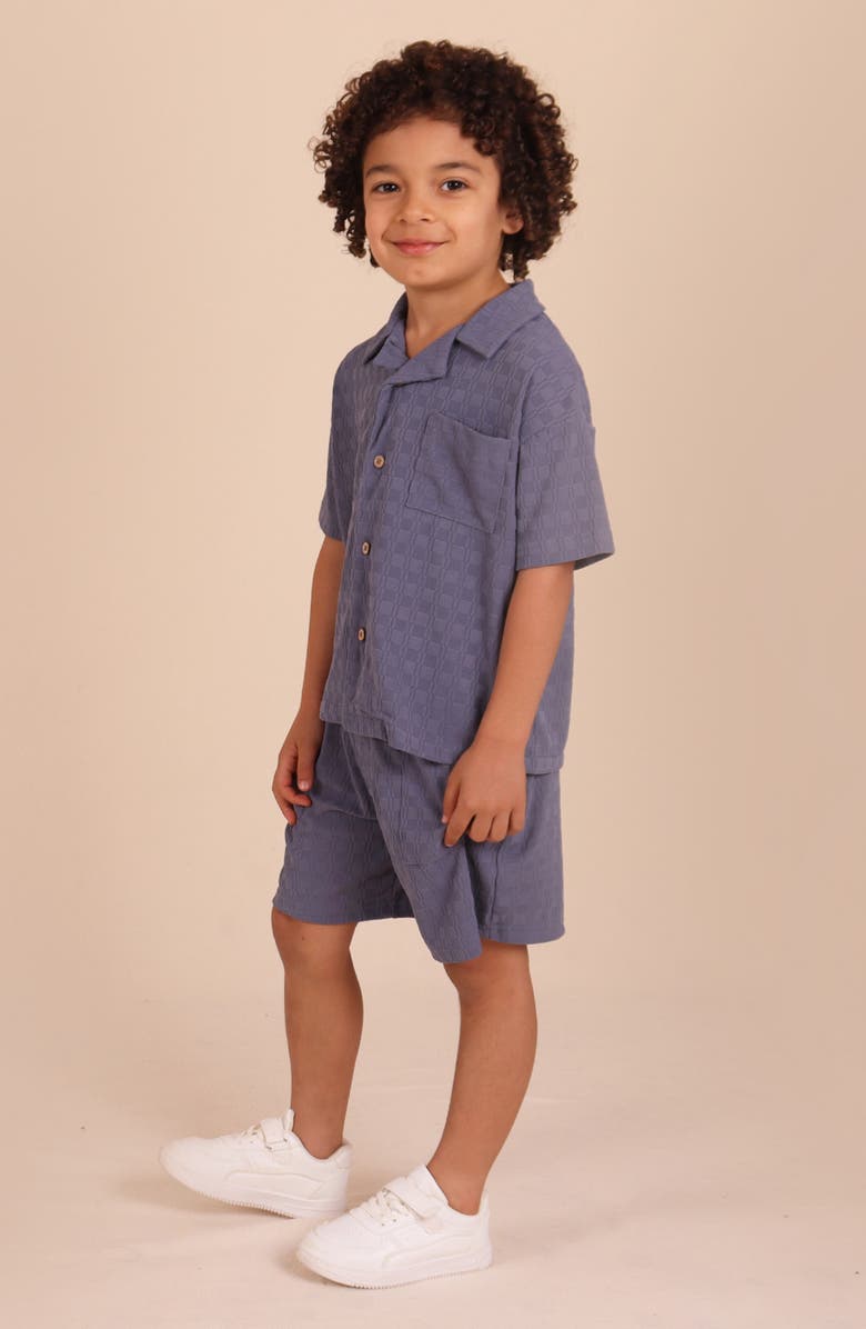 TINY TRIBE Kids' Textured Drawstring Shorts, Alternate, color, Slate Blue