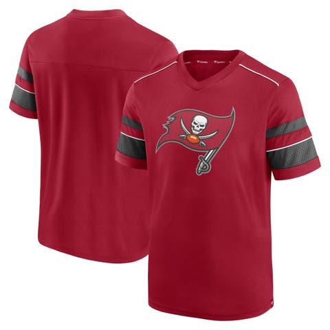 Men's Fanatics Branded Red Tampa Bay Buccaneers Textured Hashmark V-Neck T-Shirt
