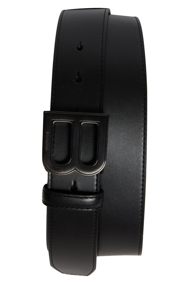 Hourglass Logo Buckle Belt, Main, color, BLACK