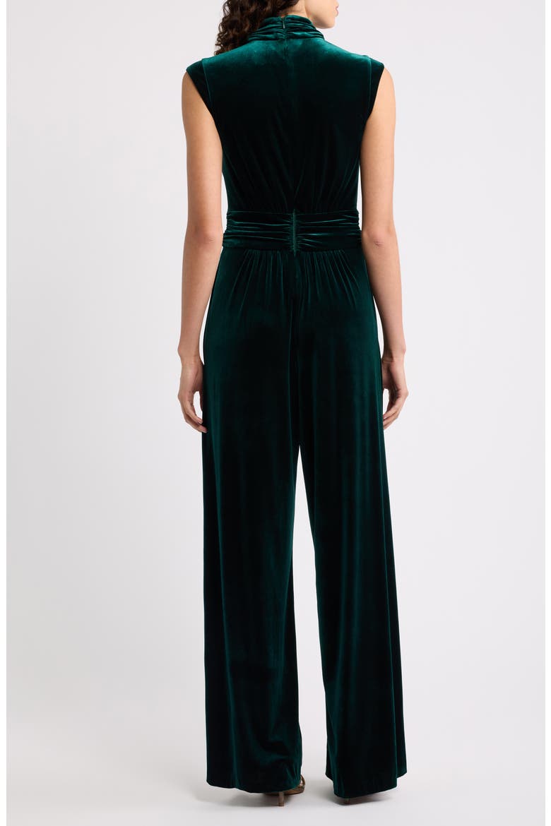 Mock Neck Velvet Jumpsuit, Alternate, color, HUNTER