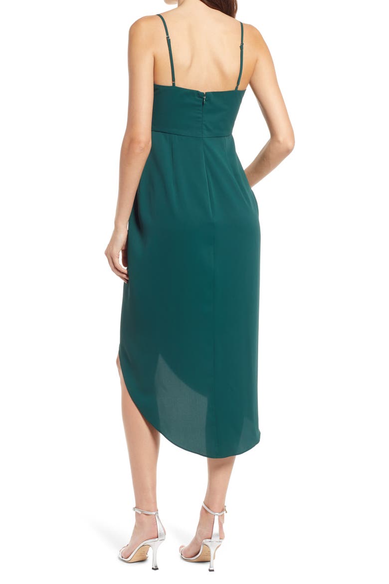 Reinette V-Neck Midi Dress, Alternate, color, DARK GREEN