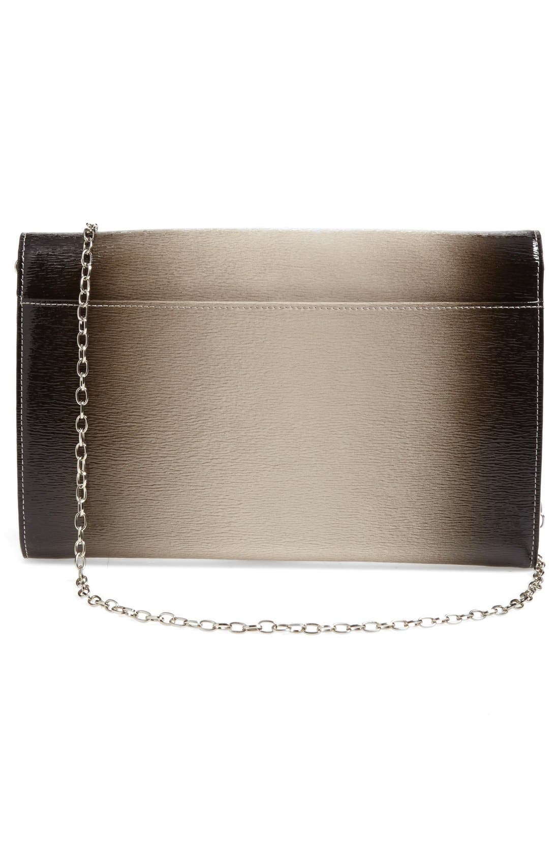 Ombré Leather Envelope Clutch, Alternate, color, BLACK OMBRE