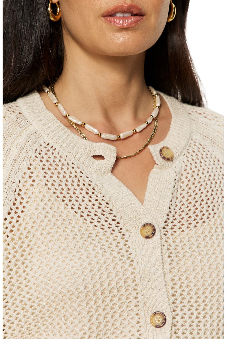 Metallic Open Stitch Cardigan, Alternate, color, COLLAGEN WHITE