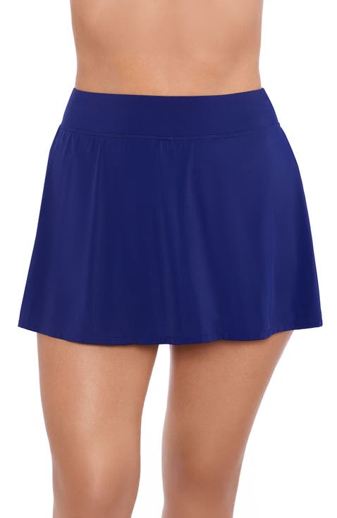 Mid-Rise Wide Waistband Control Swim Skort