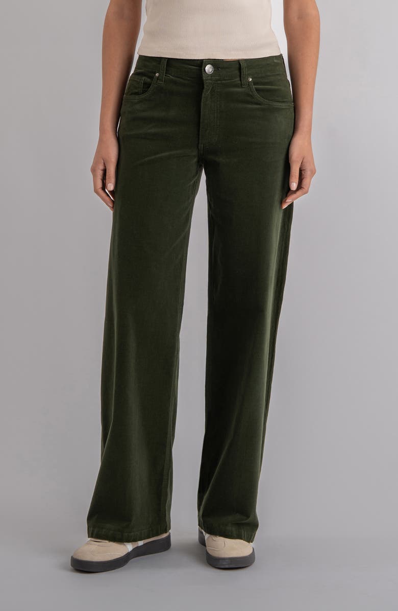 KUT from the Kloth Jean Wide Leg Corduroy Pants, Main, color, Leafy Green