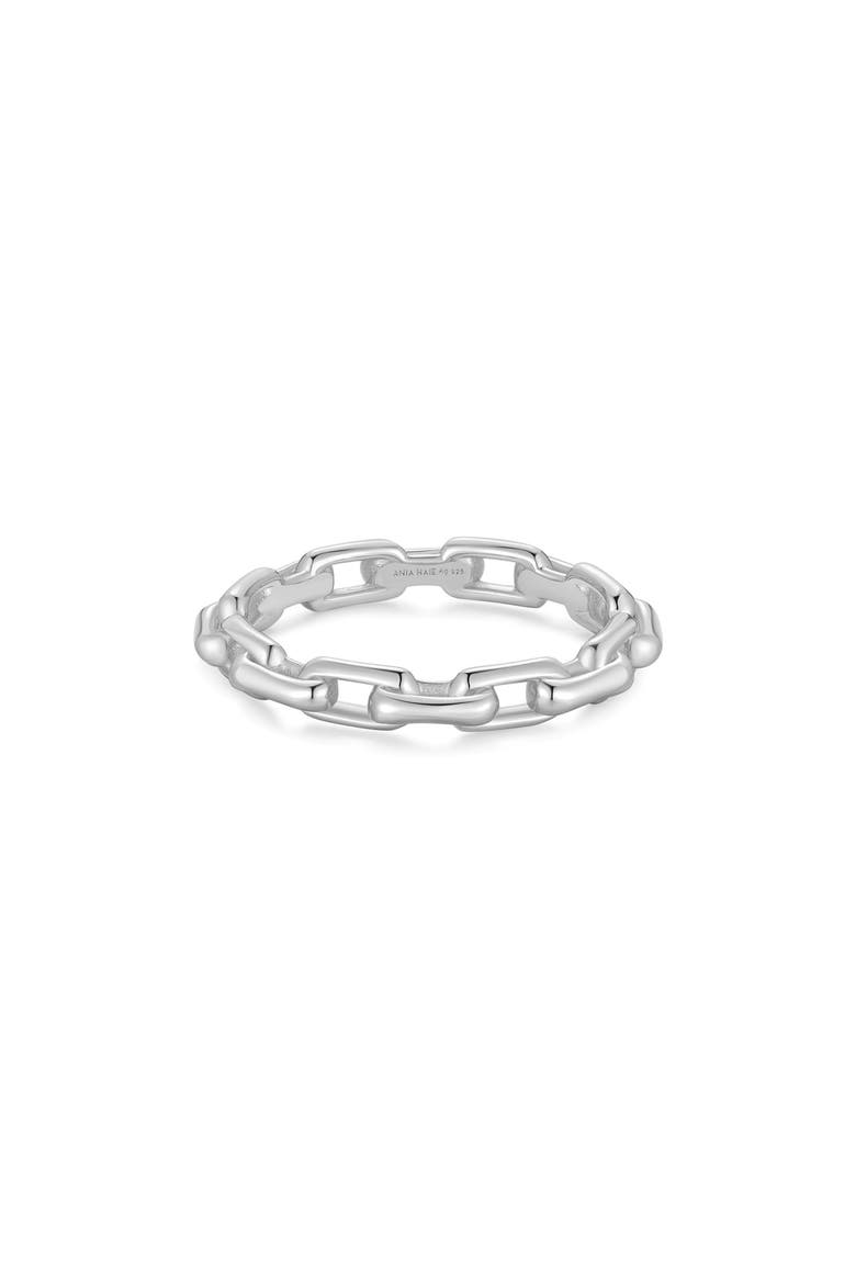 Paper Clip Band Ring, Alternate, color, SILVER