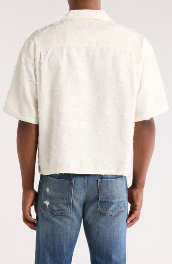 Textured Polka Dot Camp Shirt