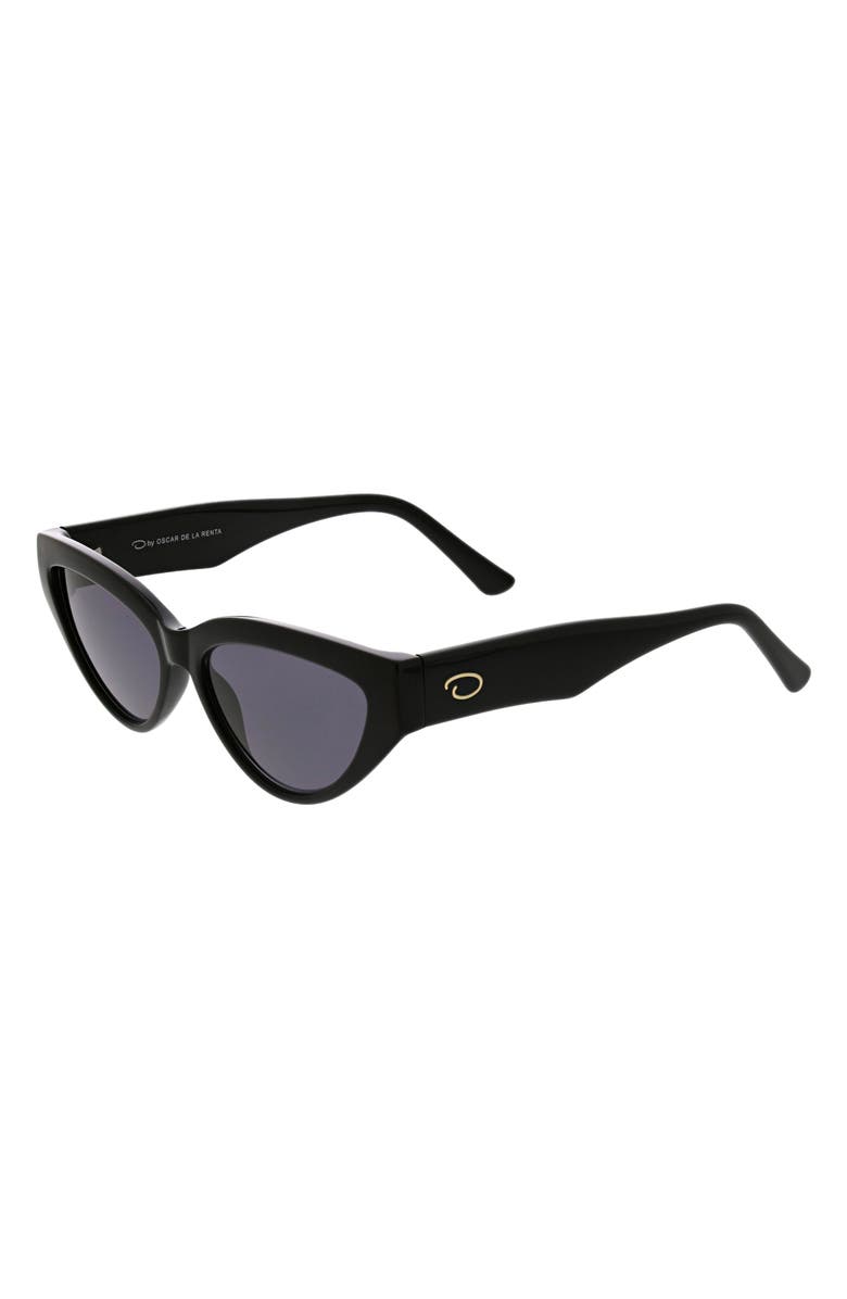 Oscar de la Renta 56mm Slim Modern Cat Eye Sunglasses, Alternate, color, Black