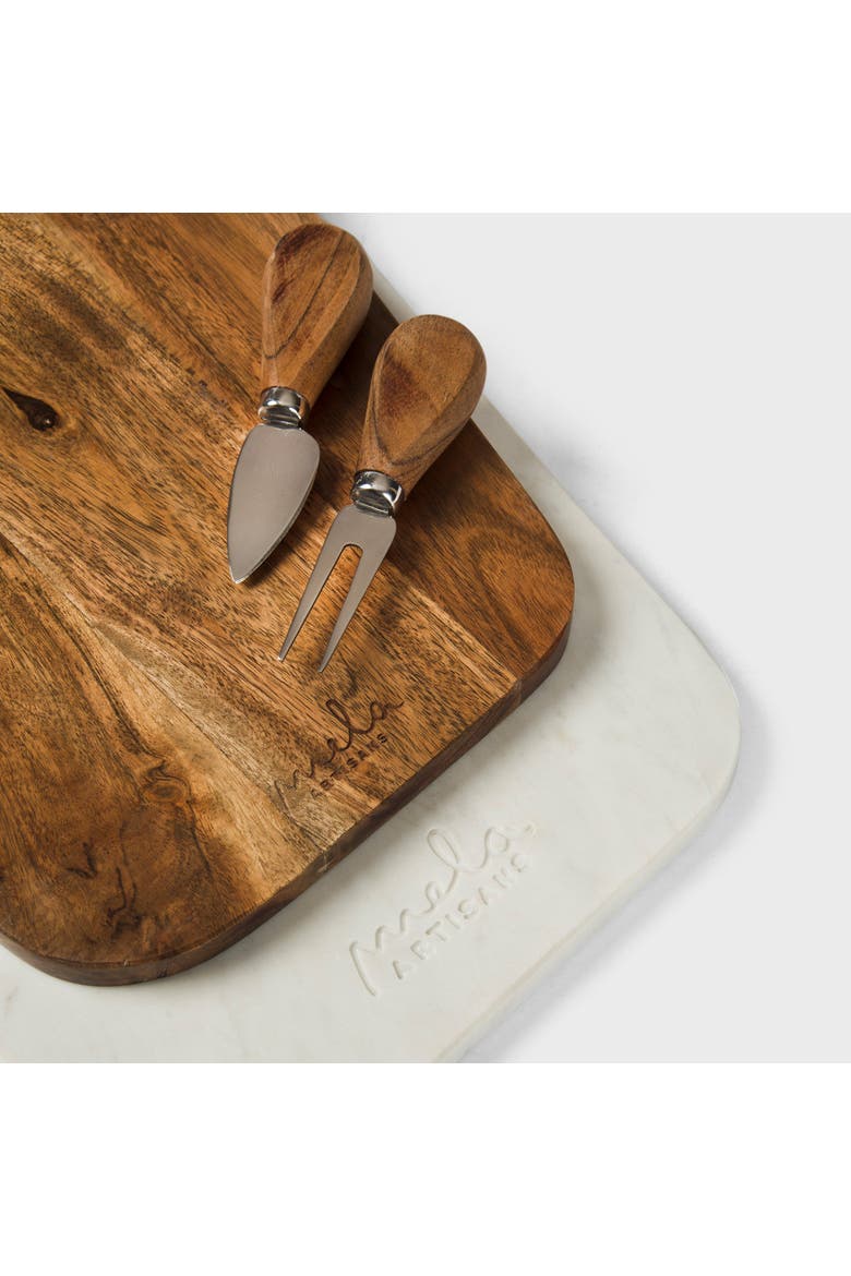 Marble and Acacia Wood Cutting Board - Set of 2, Alternate, color, White Marble/Wood