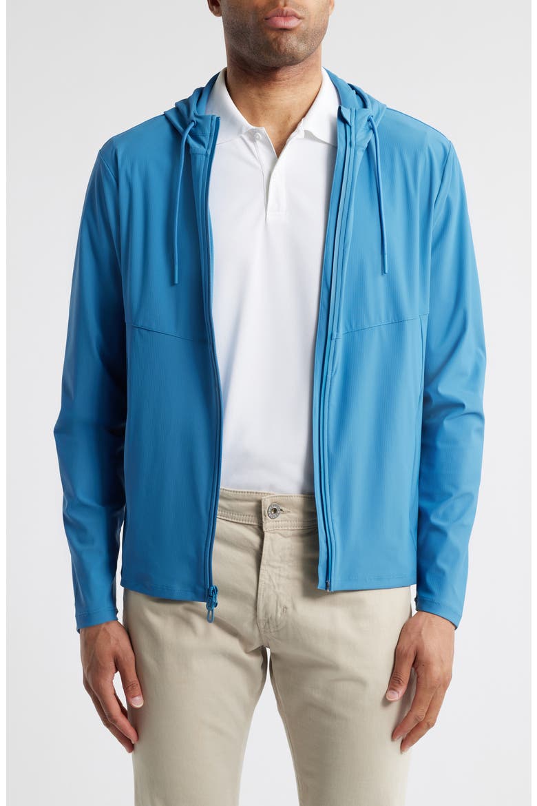 Marshal Stretch Nylon Hooded Jacket, Main, color, BARRELS BLUE