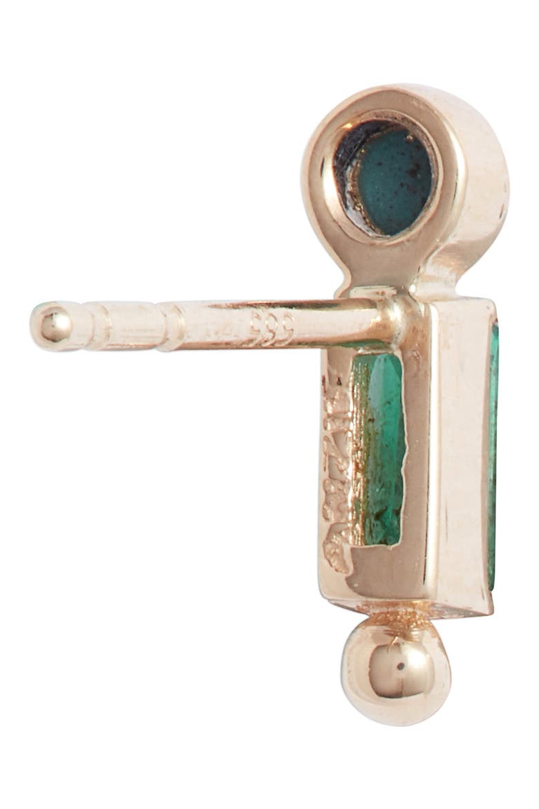Dew Drop Bezel Stud Earrings, Alternate, color, YELLOW GOLD/ GREEN/ BLUE