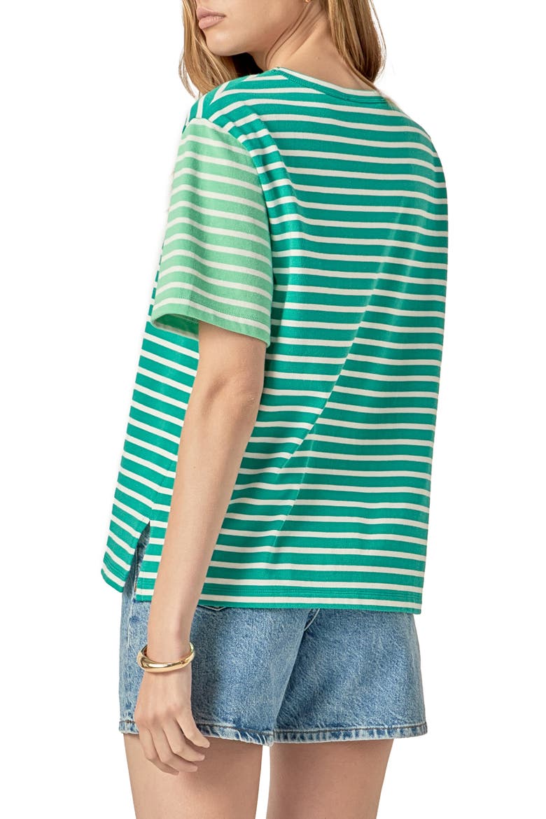 Colorblock Stripe Cotton T-Shirt, Alternate, color, GREEN