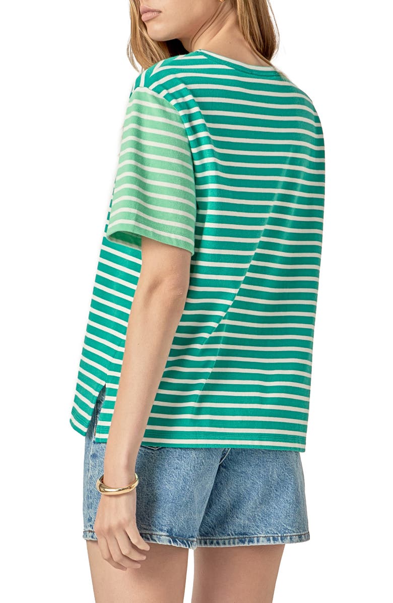 English Factory Colorblock Stripe Cotton T-Shirt, Alternate, color, Green