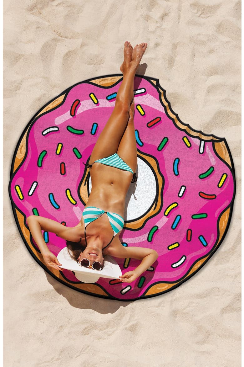 BigMouth Inc. Donut Microfiber Beach Blanket, Alternate, color, PINK