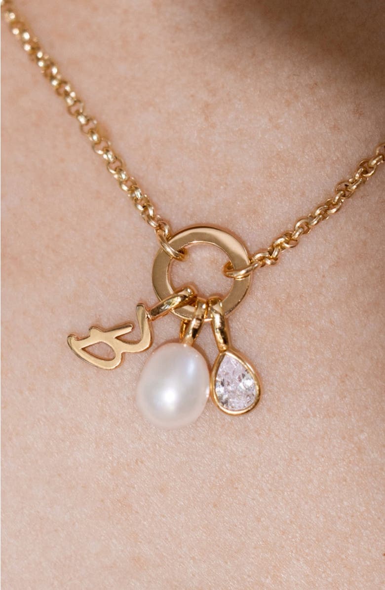 MADE BY MARY Script Initial Charm Gold Vermeil, Alternate, color, Gold Vermeil Initial J