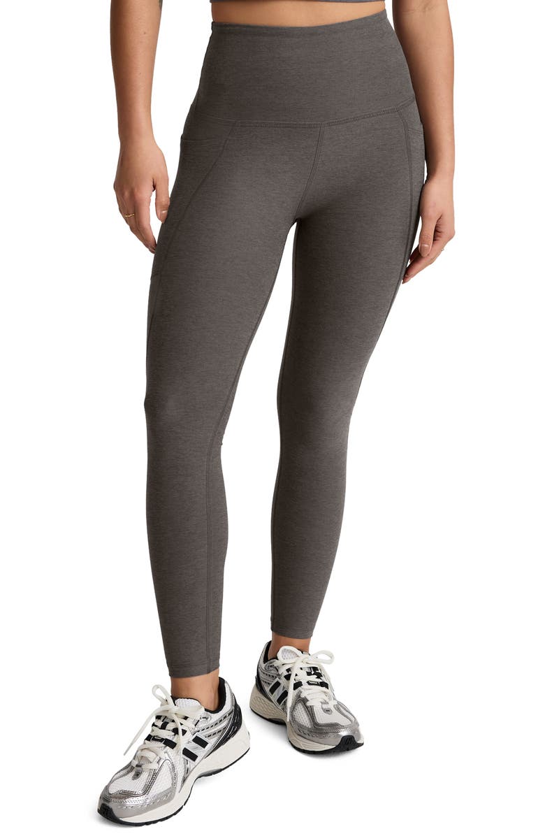 Beyond Yoga Everyday Space Dye High Waist Pocket Leggings, Main, color, True Gray Heather