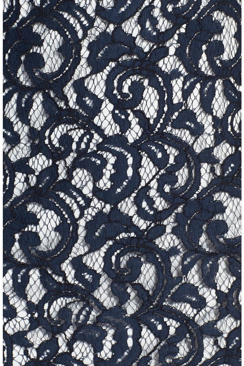 One-Shoulder Lace Sheath Dress, Alternate, color, NAVY/ IVORY
