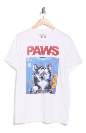 Riot Society Paws Kanji Cotton Graphic T-shirt In White