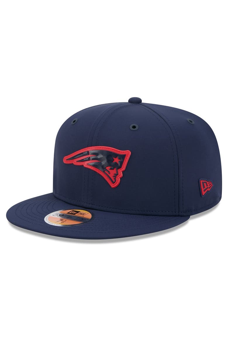 Men's New Era Navy New England Patriots 2026 Sideline 59FIFTY Fitted Hat, Main, color, Navy