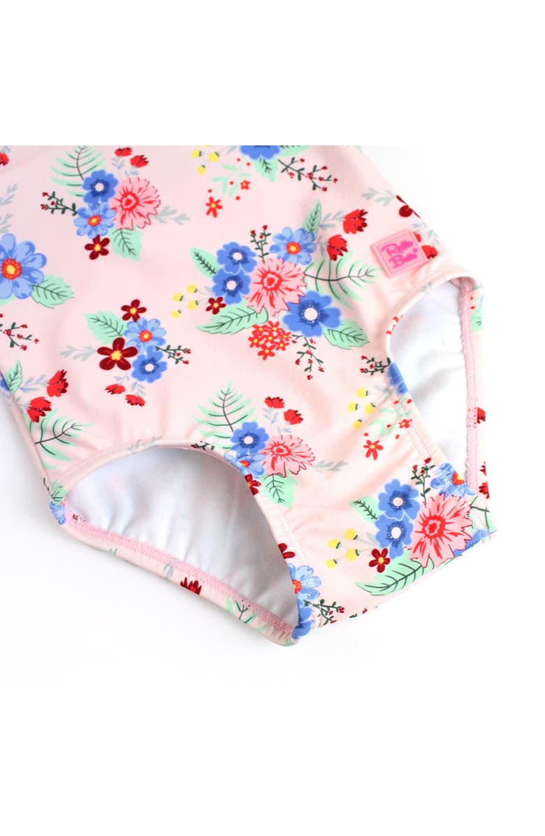RuffleButts Girls Ruffle V-Back One Piece, Alternate, color, Coastal Breeze Floral