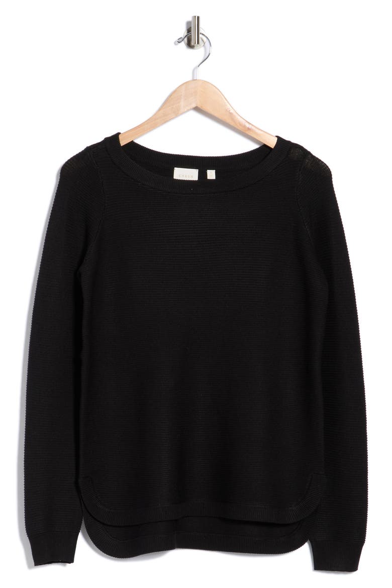 Link Stitch Tunic Sweater, Alternate, color, BLACK