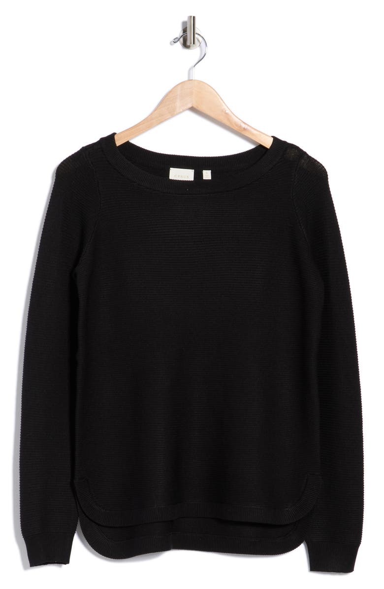 CYRUS Link Stitch Tunic Sweater, Alternate, color, Black