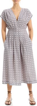 MAX STUDIO Surplice Neck Pleated Midi Dress